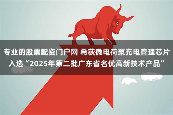 专业的股票配资门户网 希荻微电荷泵充电管理芯片入选“2025年第二批广东省名优高新技术产品”