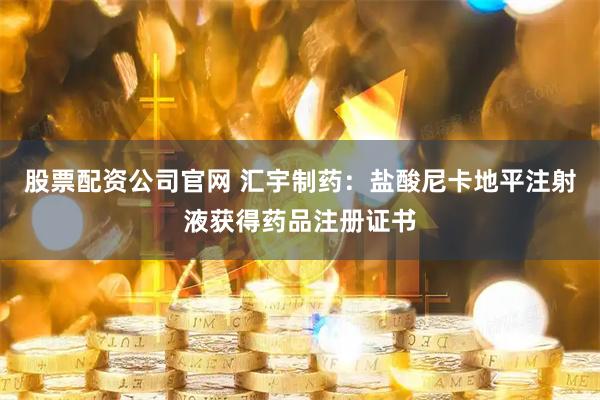 股票配资公司官网 汇宇制药：盐酸尼卡地平注射液获得药品注册证书