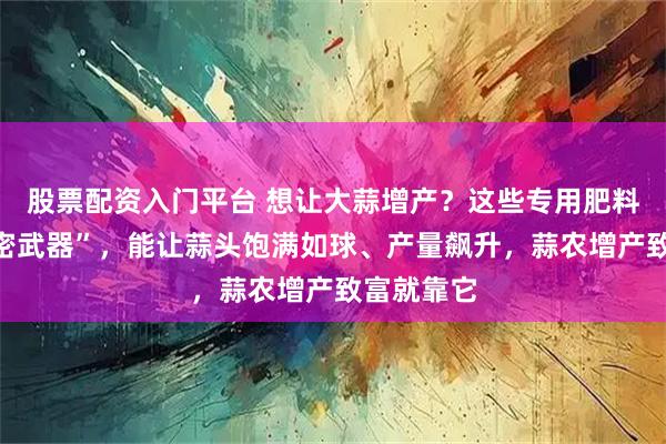 股票配资入门平台 想让大蒜增产？这些专用肥料堪称“秘密武器”，能让蒜头饱满如球、产量飙升，蒜农增产致富就靠它